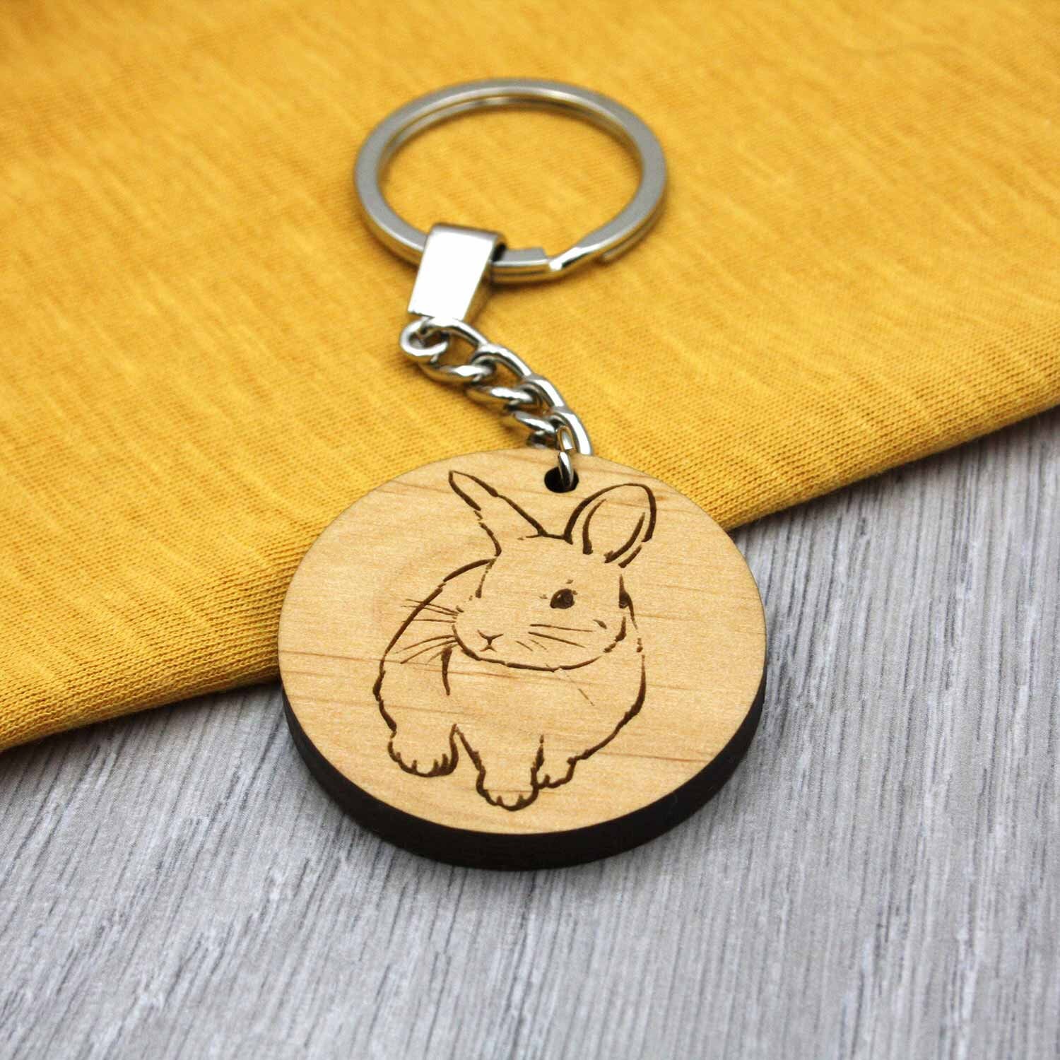 Rabbit Keyring Wooden Bunny Keychain Eco Friendly and Etsy