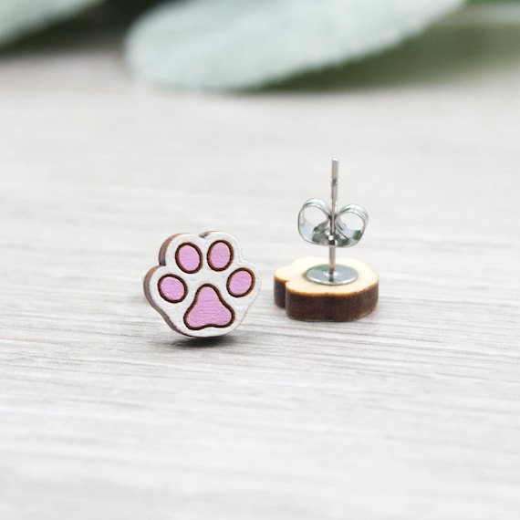 Cat Paw Earrings Hand Painted Cute Cat 