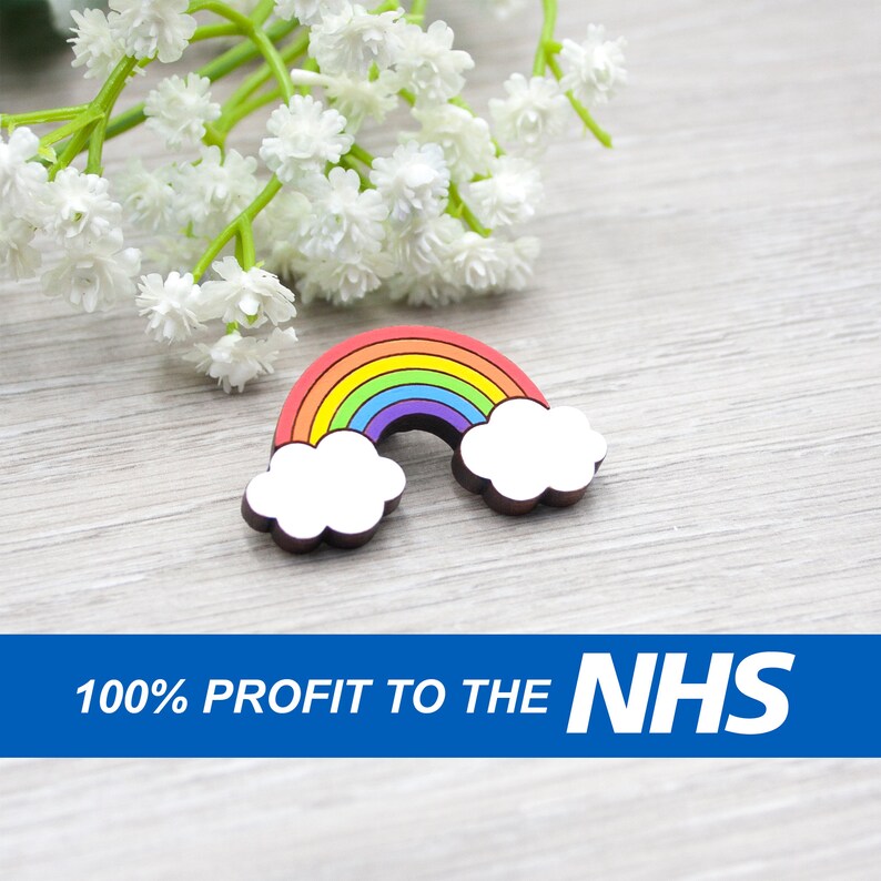 Rainbow Cloud Pin Hand Painted NHS Key Worker Badge | Etsy