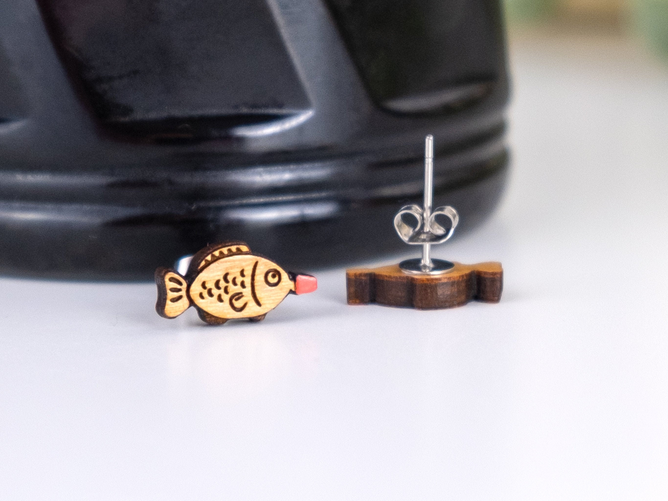 Soy Sauce Fish Earrings Hand Painted Sushi Studs Statement Etsy