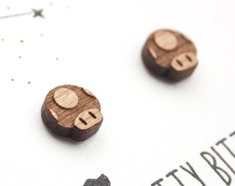 Mario Mushroom Earrings - Toad Studs - Eco Friendly and Sustainable - Geeky Gifts