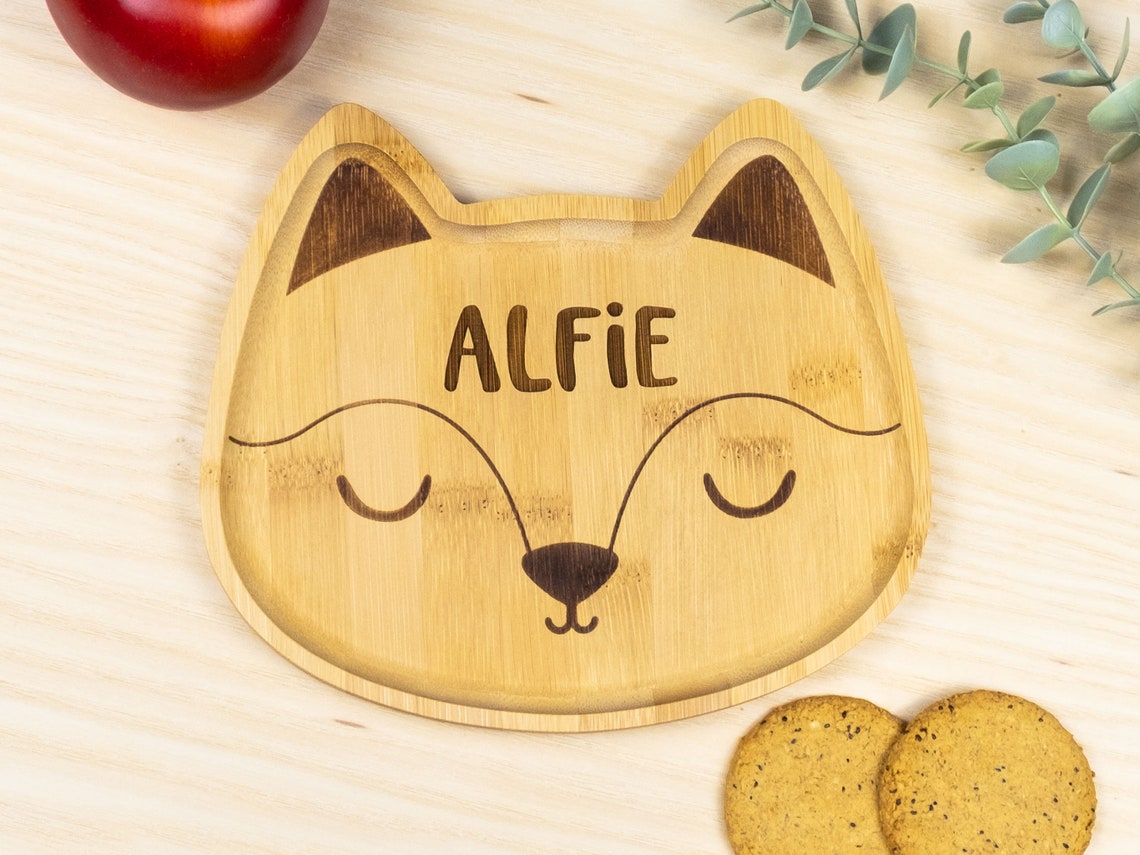 Personalised Bamboo Fox Plate Set Bamboo Christmas Etsy
