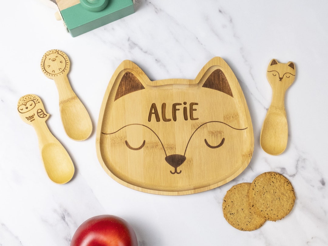 Personalised Bamboo Fox Plate Set Bamboo Christmas Etsy