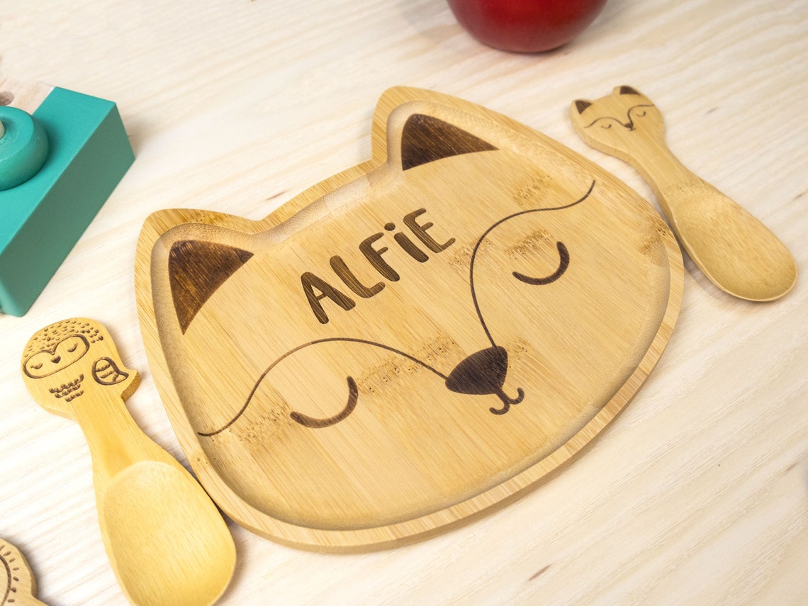 Personalised Bamboo Fox Plate Set Bamboo Christmas Etsy