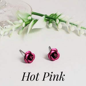 3D Rose Stud Earrings Hypoallergenic Tiny Flowers 2 Pairs Cute Earrings image 6