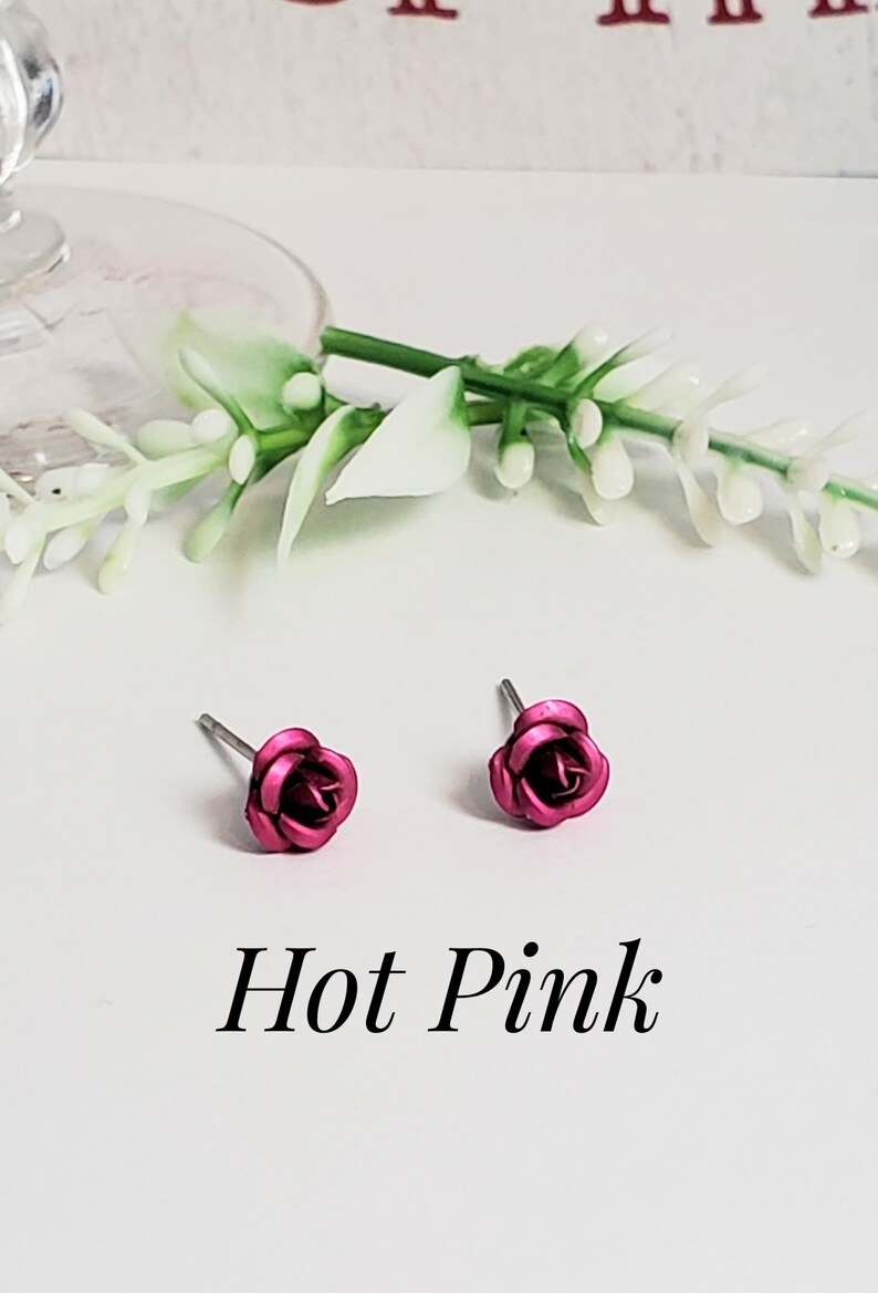 3D Rose Stud Earrings Hypoallergenic Tiny Flowers 2 Pairs Cute Earrings image 6