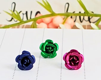 Handmade Flower Stud Earrings, Rose Studs, Dainty Jewelry, Mom Gift