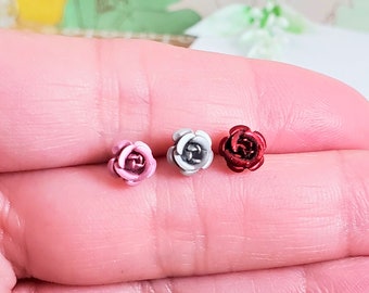 Elegant Flower Earrings - Dainty Floral Studs - Ideal Birthday Gift For Her - 3 Pairs