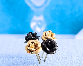 Flower Rose Earrings, Second Hole Piercing, Tiny Floral Studs, Gifts For Her