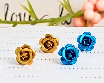 Handmade Flower Stud Earrings • Dainty Studs For Her • 2 Pair Set • Great Gift