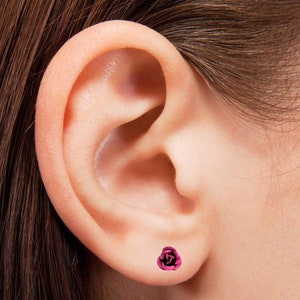3D Rose Stud Earrings Hypoallergenic Tiny Flowers 2 Pairs Cute Earrings image 8