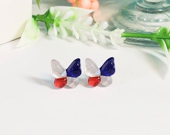 Butterfly Earrings - Sensitive Earrings - 9mm Earrings - Fourth Of July