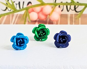 Pretty Flower Earrings, Rose Studs, Hypoallergenic Jewelry, Mom Gift