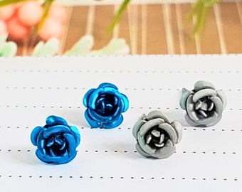 Dainty Flower Stud Earrings - Birthday Gift - Tiny Metal Flower - Gift For Her