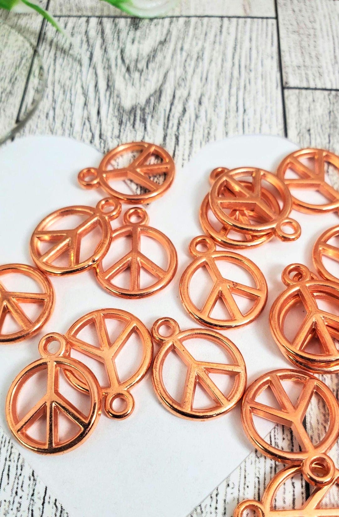 Copper Colored Peace Charms - 15 Count - Plastic Peace Signs - Bulk ...