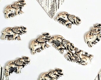 Metal Elephant Charms - 20 Count - Silver Plated - Elephant Beads