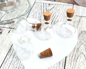 Small Empty Glass Bottles - 4 Potion Jars - Tiny Jars Cork Lid -