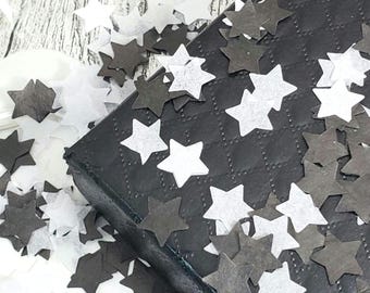 Black And White Star Confetti • Graduation • Prom • Box Fillers  • TableTop Decorations