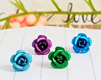 Rose Stud Earrings Set • Hypoallergenic Stainless Steel • 4 Pairs • Birthday Gift For Her