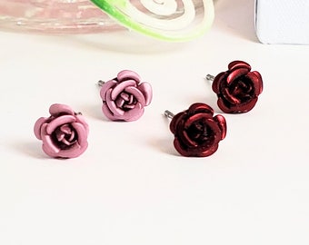 Pretty Flower Stud Earrings, Hypoallergenic, 6mm, Rose Studs