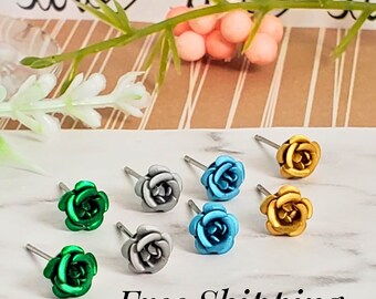 Rose Flower Earrings • Dainty Studs • 4 Pair Set • Mothers Day Gift