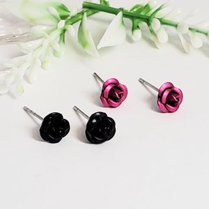 3D Rose Stud Earrings Hypoallergenic Tiny Flowers 2 Pairs Cute Earrings image 4