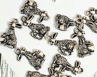 Silver Plated Easter Rabbit Charms: Jewelry Making, 24 Count