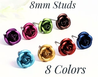 Gorgeous Rose Earrings • Dainty Floral Earstuds • 8mm • Mothers Day Gift