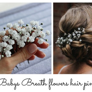 Babys Breath hair pins, Gypsophila flowers hair piece