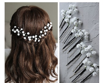 Wedding hair pins Baby breath, Gypsophila bridal hair piece