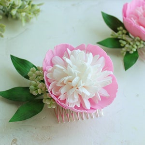 Peony flower hair piece Peony hair comb Large flower for hair Bridal flower hair piece