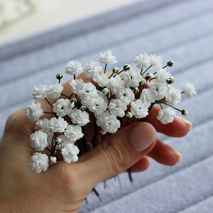 Babys Breath haarspelden, haarspelden met kleine bloemen, haarspeld met gipskruidbloem afbeelding 1