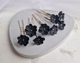 Black bridal hair pins, Gothic weddings hair clip, Goth jewelry for hair