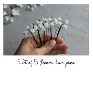 Babys Breath haarspelden, haarspelden met kleine bloemen, haarspeld met gipskruidbloem afbeelding 5