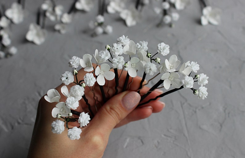 Babys Breath Hair Pins Hydrangea Wedding Hair Pins Etsy