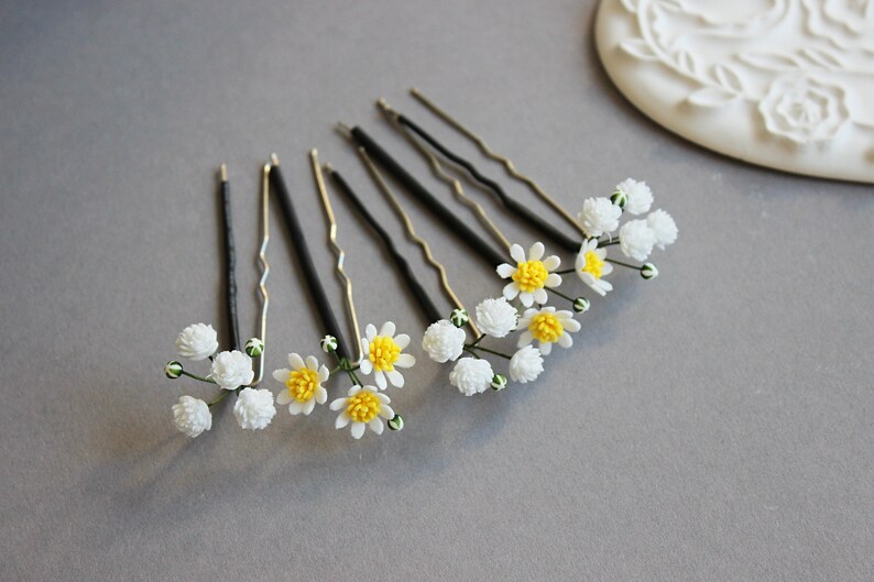 Wedding Hair Pins Baby's Breath Daisy Hair Pins Etsy