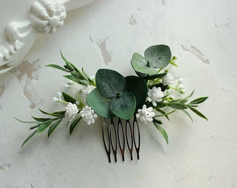 Grenery hair piece Eucalyptus wedding hair comb