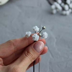 Babys Breath hair pins, Gypsophila flowers hair piece image 6