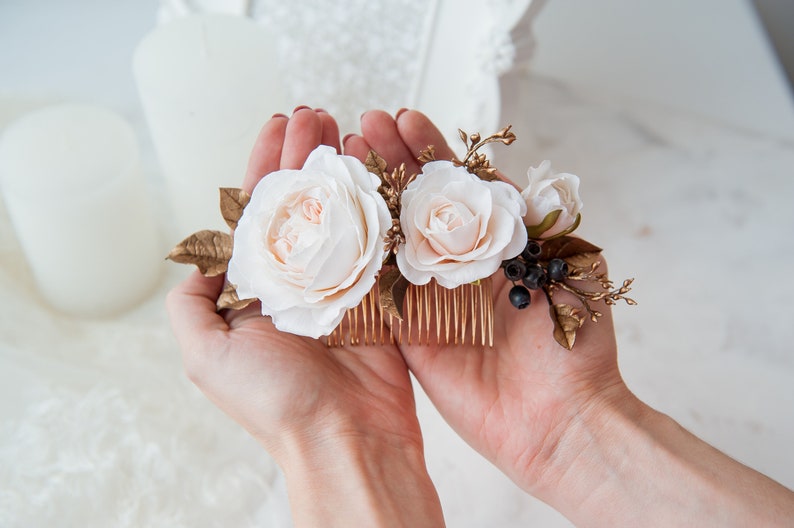 Wedding Hair Accessories Bridal Hair Comb Rose Austin Blush Etsy