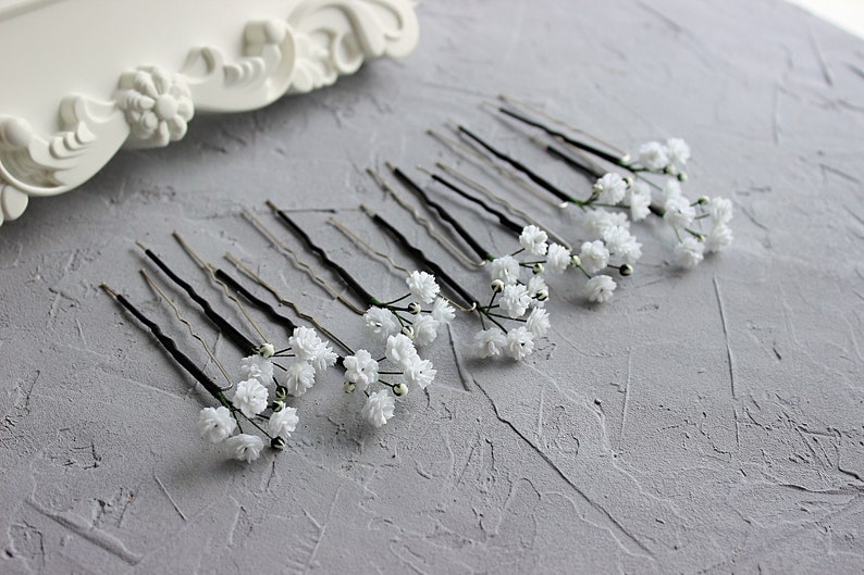 Babys Breath Hair Pins Etsy