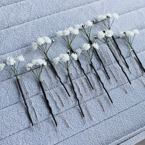 Babys Breath haarspelden, haarspelden met kleine bloemen, haarspeld met gipskruidbloem afbeelding 9