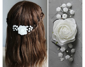 Babys breath bridal hair pins Rose Wedding bobby pins
