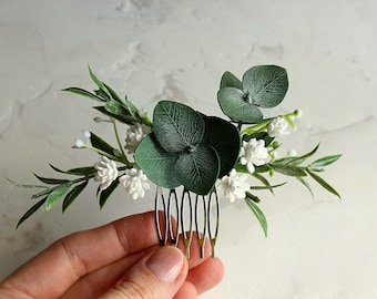 Wedding Eucalyptus Baby’s Breath hair comb