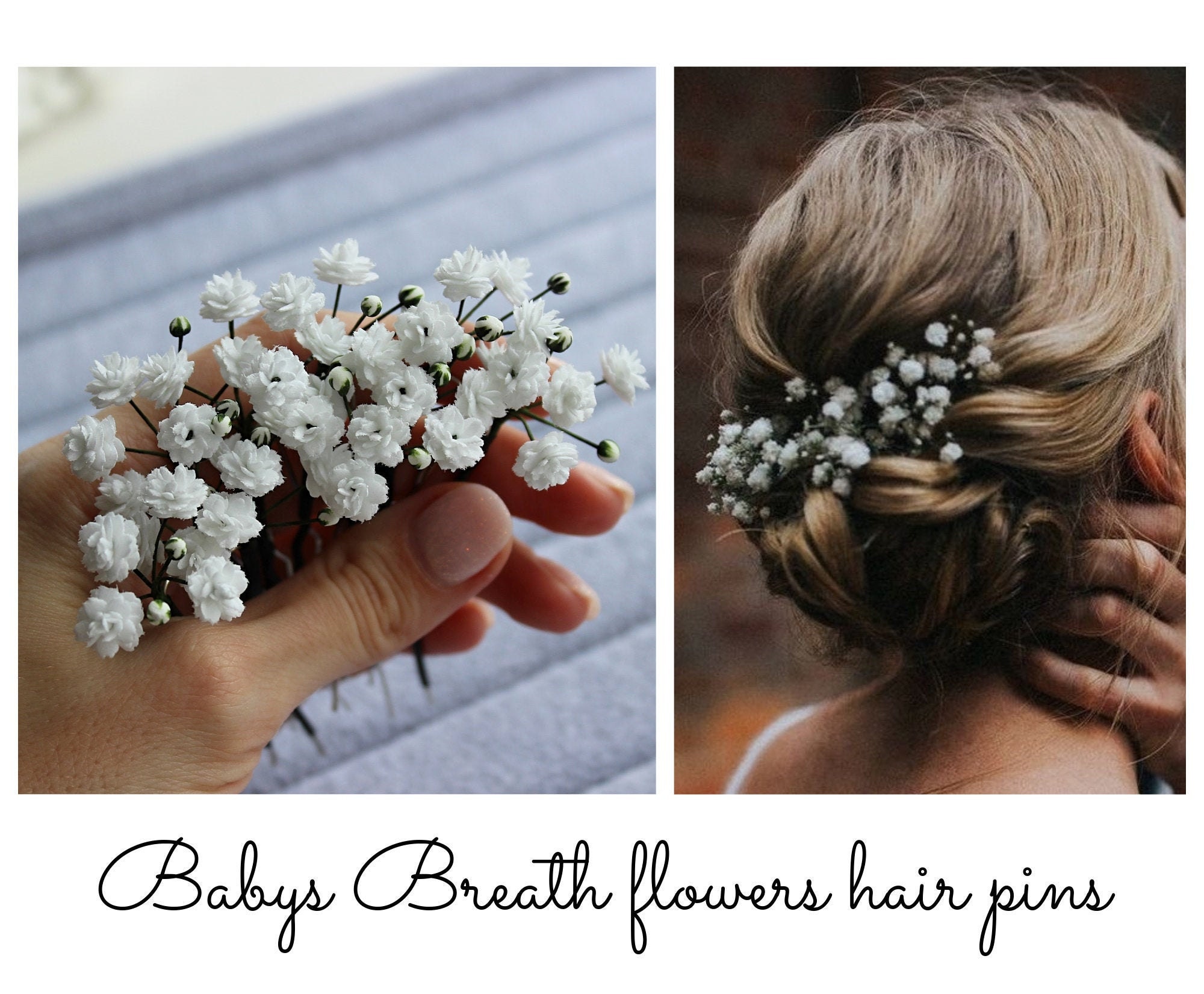 Babys Breath hair pins Gypsophila flowers hair piece Etsy