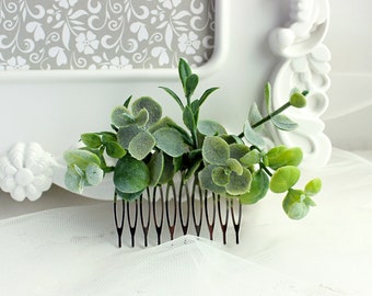 Greenery Eucalyptus wedding hair comb