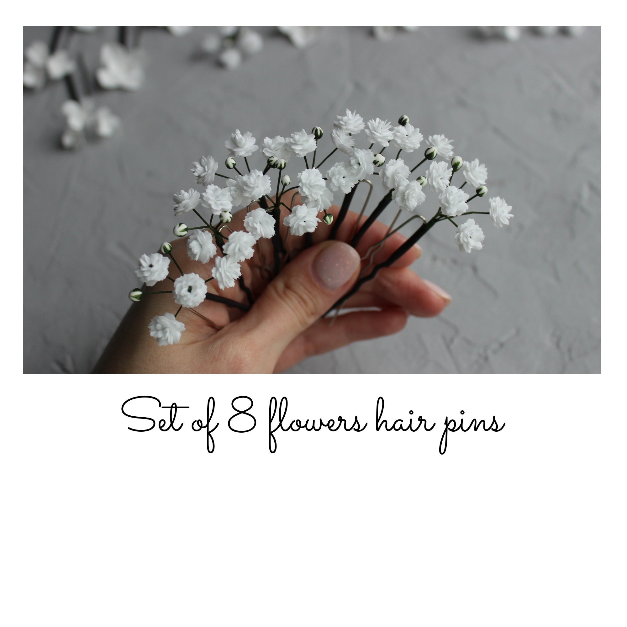 Babys Breath hair pins Gypsophila flowers hair piece Etsy