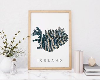 Iceland Map Print | Map of Iceland | Iceland Poster |  Instant Download | Glacier Map