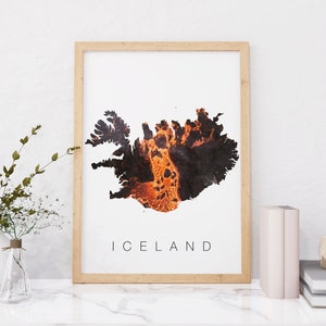 Impression de carte d'Islande | Carte de l'Islande | Affiche Islande | Téléchargement instantané | Carte des volcans