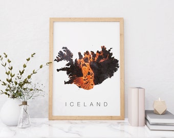 Iceland Map Print | Map of Iceland | Iceland Poster |  Instant Download | Volcano Map