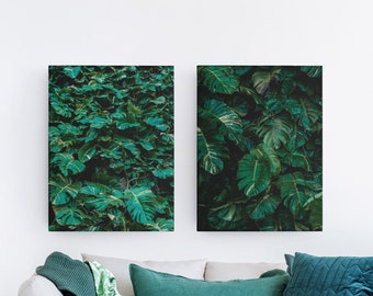 Set of 2 Prints Tropical Monstera leaves prints | Hawaii Art Print | Digital Download | Tropical Wall Art